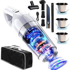 Handheld Vacuum Cleaner, 15000 Pa Handheld Vacuum Cleaner, Battery Test Winner, Bagless, 120 W Car Vacuum Cleaner Strong Mini Wet/Dry Handheld Vacuum Cleaner Wireless Vacuum Cleaner for Home, Pet