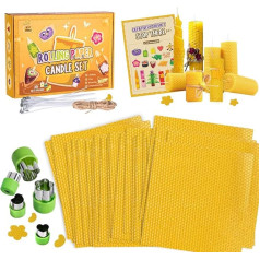 BuzzoXerex Beeswax Sheets for Candles, 24 Pieces Yellow Beeswax Plates, Wax Plates for Candles with Gift Box (20 x 20 cm) Christmas Gifts for Family, Friends and Children