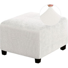 Uavchy Footstool Cover, Ottoman Cover, Washable Velvet Ottoman Slipcover, Rectangular, Dustproof, Elastic, Removable Stool Cover, White