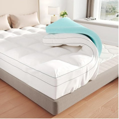 Hawthyhome 2 in 1 Memory Foam Mattress Topper with Fluffy Pillowcase, Gel Infused Mattress to Relieve Back Pain with Breathable and Washable Cover (Single, 90 x