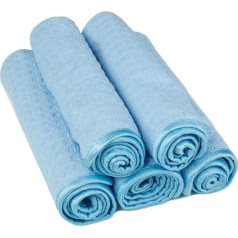 Kavalier Crystal Clear Shine Microfibre Towel Set - Streak-Free Cleaning for Glass & More - 390 GSM - 41 x 41 cm - Pack of 5 - Blue