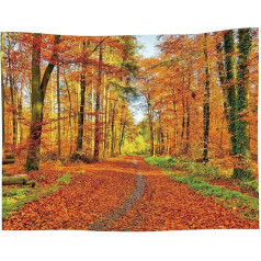 KABAKE Forest Tapestry Autumn Trees Decor, Romantic Autumn Alley in the Forest and Forest Picture Print, Bedroom Living Room Girls Boys Room Dorm Accessories Wall Hanging Tapestry Olive Brown Yellow