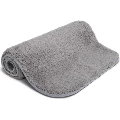 Good Nite Bath Mat Non Slip Bath & Toilet Rug Machine Washable Extra Soft Absorbent Microfiber (50x80cm, Grey)