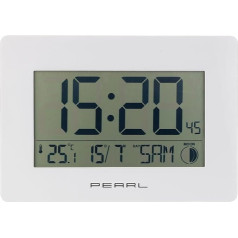 Digital remote wall clock large Wireless Wall Clock with Jumbo Time, Temperature & Date Display, White (LCD Clock)
