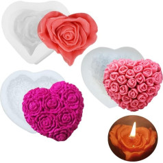 Paotxpum 3 Pieces Rose Petal Candle Molds Valentine's Day Resin Casting Mold Flower Candles 3D Flower Mold for DIY Candle Polymer Clay Craft Plaster