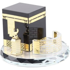 Hztyyier Muslim Crystal Gold-Plated Kaaba Clock Tower Miniature Model Showpiece Islamic Architecture Craft Home Vehicle Decor Islamic Buildings