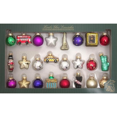 Krebs Glas Lauscha - Glass Christmas Decoration / Christmas Tree Decorations - 24 Days Around the World Figure Assortment - Quantity: 24 Pieces - Size: Approx. 3 cm