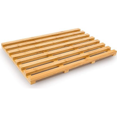 Relaxdays Mat Made of Bamboo (56.5 x 36.5 x 3 cm) for Placing Next to Bath or Shower/Wooden Grating Duck Board Bathroom, Medium Wood Tone, 36.5 x 56.5 x 3 cm