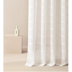 ROOM99 Maura Curtain with Ruffle Tape, 300 x 250 cm, Width x Height Living Room Curtain, Transparent Modern Curtain for Living Room, Bedroom, for Rail System, Cream