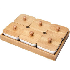 RoseFlower Serving Bowls Set of 6 Shatterproof Dip Bowls with Serving Plate, Snack Bowls Dip Bowls with Matching Tray Ideal for Tapas, Antipasti, Dips