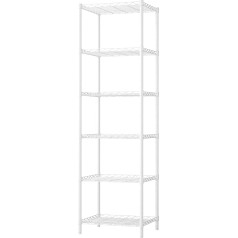 FTEYUET 6-Tier Metal Shelving Unit Wire Shelving Unit Kitchen Storage Unit Shelving Unit Shelving Units for Storage, Heavy Duty Standing Shelf Units Shelves for Kitchen Laundry Organization (White)