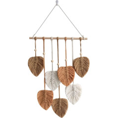 Lam-lord Macrame Wall Hanging Leaves Wall Hanging Bohemian Woven Tapestry Handmade Yarn Woven Wall Art Leaf Tapestry for Nursery Bedroom Living Room 39x80cm