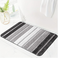 Terafeels 20203 Bath Mat Non Slip Super Absorbent Machine Washable Bath Mat Microfiber Absorbent 40x60cm Black