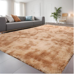 QUINZI Soft Rug High Pile Rugs Modern Fluffy Rug Bedroom Living Room Children's Room Shaggy Rugs Non-Slip Rugs (Khaki, 120 x 180 cm)