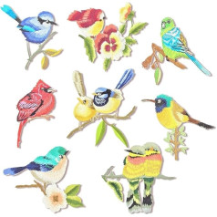 CattleyaHQ Pack of 8 Birds Appliques, Exquisite Embroidered Birds Patches, Sew & Iron on Birds Embellishment Patches, DIY Trim for Clothes, Socks, Bags and Shoes
