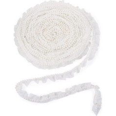 Cheriswelry 9.14m Pearl Lace Trim Ruffled Beaded Trimming Lace Ribbon 25mm Sew On Applique for DIY Wreath Hair Ties Hat Clothing Dress Embellishment