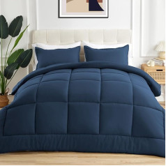 Sonive Double Duvet 10.5 Tog All Seasons Soft Fluffy Breathable Microfiber 200gsm Down Alternative Fill Comforter with 8 Corner Tabs Easy Care Navy Blue
