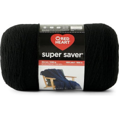 Red Heart Super Saver 1000g Black Yarn - 1 Pack of 998g - 100% Acrylic - #4 Worsted (Medium) - 1860 Yards for Knitting, Crochet, Crafts and Amigurumi