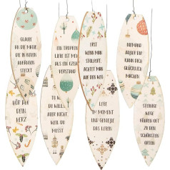 Logbuch-Verlag 8 Cones Christmas Pendant with Sayings Gifts Pendant Christmas Tree Decoration Natural Colourful 12 x 4 cm
