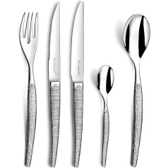 Lou Laguiole JET Fine Hammered Design Shiny Cutlery Set 30 Piece