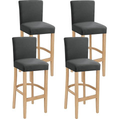 LANSHENG Chair Covers, Bar Stool Cover with Backrest, Set of 4 Covers for Bar Stools, Stretch, Washable Bar Stool Cover, Suitable for Bar Stools with Short Backrest, Grey
