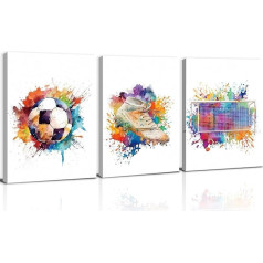 KAIRNE Watercolour Football Posters for Children's Room Boy, Football Wall Pictures with Frame, Children's Football Pictures for Boys' Room, Sports Picture for Bedroom, Teenager, Living Room, Canvas,
