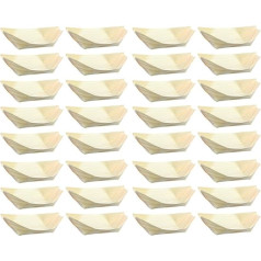NUOBESTY Disposable Wooden Boat Disposable Sushi Wood Boat Serving Tray Wooden Sushi Boat Food Serving Bowls for Catering and Home Use 50 Pack