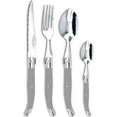 Laguiole Production 24 Piece Stainless Steel and ABS Cutlery Set for 6 People with Gift Box - Black
