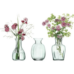 LSA International Mia Mini Vase Trio H11cm Recycled Part Optic x 3, Clear Decorated, 7.5 x 7.5 x 11 cm