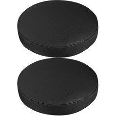 FOMIYES Bar Stool Cover Waterproof PU Leather Black Round Stretch Stool Cushion Cover Washable Bar Home Office 30cm Pack of 2
