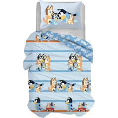 hermet Bluey Single Duvet Cover Set 100% Cotton Duvet Cover 155 x 200 cm Pillowcase 50 x 80 cm for Children's Room Official Product No Fitted Sheet
