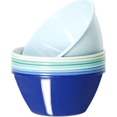 Youngever Set of 9 1500 ml Plastic Bowls, Reusable Large Cereal Bowls, Salad Bowls, Soup Bowls for Salad, Fruit, Snacks, Mixing Bowls in 9 Different Colours (Coastal)