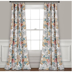 Lush Decor Sydney Curtains Blackout Curtain Set for Living Room Dining Room Bedroom 95 x 52 inch, Blue and Yellow, Large, Blue and Yellow