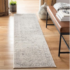 Safavieh Boho Chic Rug for Living Room, Dining Room, Bedroom - Tulum Collection, Short Pile, Ivory and Grey, 62 x 240 cm