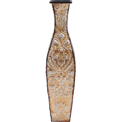 Elements Tapestry Embossed Metal Table Decoration, Home Decoration for Dried Flowers and Artificial Flower Arrangements, Living Room, Bedroom Decor, Decorative Vase, Gold, 17 Inches