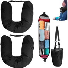 Travel Neck Pillow Neck and Body Pillow for Buckling on Airplane and Car Seat Compact and Comfortable and for Nap in the Office, Plane, Bus & Train - Upright Sleeping Travel Neck Pillow, Grey