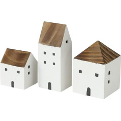 BOLTZE Gotan Decorative Stand Set 3-Piece House Height 7.5-13.5 cm Pine Wood Decoration