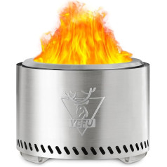 Generic Smokeless Fire Pit, 19 Inches, Portable Fireplaces for Camping on the Patio, Outdoor, Fire Pit Made of 304 Stainless Steel with Removable Ash Pan, Stand and Travel Bag (Sliver)