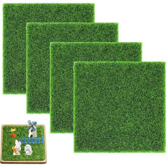 Pack of 4 Miniature Garden Artificial Grass Rug Artificial Moss 15 x 15 cm Artificial Grass Artificial Grass Artificial Lawn Mat Miniature Garden Decoration for Indoor and Outdoor Use Micro Landscape