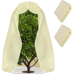 Pack of 2 Winter Plant Covers, 1.6 x 1.8 m, Large Plants, Winter Protection, Frost Cloth Blanket, Winter Plant Protection Bag, Frost Protection Cover with Drawstring and Zip for Plants