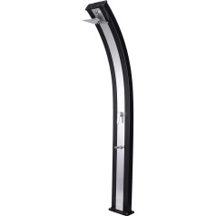 Steinbach Slim Line Duo Solar Shower - 049048 - Practical Garden Shower in Steel Look with 40 L Aluminium Tank and Self-Descaling Shower Head - 2.25 m High