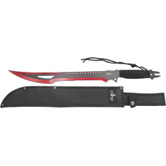 THIRD Machete Rod Cutter H0063RD Steel Blade 420 Blade 47 cm with Red Anodised Cut, Black Braided Rope Handle and Nylon Sleeve