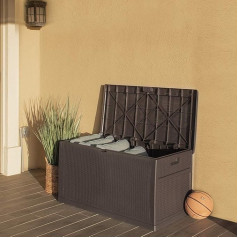 Barton Deluxe Outdoor Resin Storage Box 120 Litre Brown