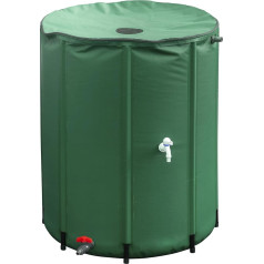 Meister 9968400 Foldable Rain Barrel 500 Litres 98 x Diameter 80 cm Plastic Green / Rain Barrel / Water Tank / Water Reservoir