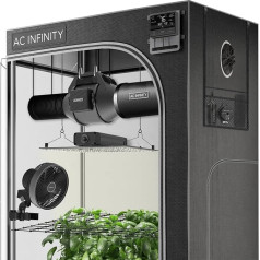 AC Infinity Advance Grow System 3x3, Integrated Grow Tent Set, Intelligent Climate Controls to Automate Airflow, Plan Full Spectrum LED Grow Light with Samsung LM301B