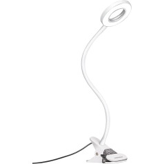 Eyocean LED Clamp Reading Lamp with Flexible Swan Neck, 3 Modes and 10 Dimming Levels, Eye Care Light for Home and Office, CE Adapter Included, 7 W