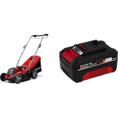 Einhell GE-CM 18/33 Li Kit Power X-Change Cordless Lawnmower (Li-Ion, 18 V, 33 cm Cutting Width, 5-Level Central Cutting Height Adjustment, Includes 2 x 4 Ah PXC Battery + Charger)