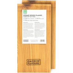 Smokin' Flavours - Cedar Wood Smoking Boards - Pack of 2 - Grill Boards - Cedar Wood Board for Grilling