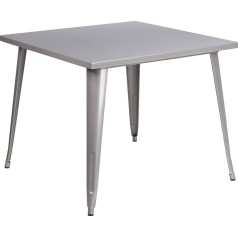 Flash Furniture 35.5 Square Metal Table Silver 35.5