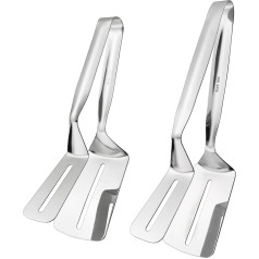 Steak Clamps 2 Pieces Stainless Steel 3 in 1 Cooking Tongs for Beefsteak Bread Grill Kitchen Tools (Stainless Steel)